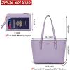 imageYZAOLL Purses for Women PU Leather Medium Tote Satchel Handbags with Matching Wrist Bag setYyanpurple