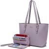 imageYZAOLL Purses for Women Faux Leather Medium Large Tote Satchel Shoulder Purse Handbag Wallet setNewpurple2pcs