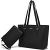 imageYZAOLL Purses for Women PU Leather Medium Tote Satchel Handbags with Matching Wrist Bag setYablack