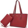 imageYZAOLL Purses for Women PU Leather Medium Tote Satchel Handbags with Matching Wrist Bag setYanred