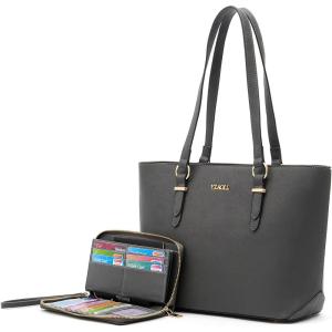 imageYZAOLL Purses for Women Faux Leather Medium Large Tote Satchel Shoulder Purse Handbag Wallet setDarkgrey