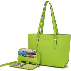 imageYZAOLL Purses for Women Faux Leather Medium Large Tote Satchel Shoulder Purse Handbag Wallet setQcaogreen