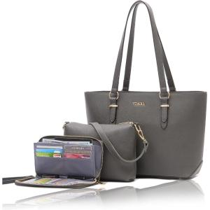 imagePurse Women Handbag Wallet Shoulder Bags Tote shoulder Hobo 3pcs Purse Set DarkGrey