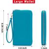 imageYZAOLL Women Wallet Zip Around Large Wrist Strap Wallet for Woman RFID Blocking PU Leather Credit Card Holder Checkbook Passport WalletMNGBlue
