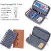 imageYZAOLL Womens ZipAround Wristlet Wallet with RFIDBlocking Proteceion Large Capacity PU Leather Cards Holder with Checkbook Passport SlotsBlueGreyBlueGrey