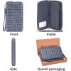 imageYZAOLL Womens ZipAround Wristlet Wallet with RFIDBlocking Proteceion Large Capacity PU Leather Cards Holder with Checkbook Passport SlotsBlueGreyBlueGrey