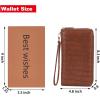 imageYZAOLL Womens ZipAround Wristlet Wallet with RFIDBlocking Proteceion Large Capacity PU Leather Cards Holder with Checkbook Passport SlotsBlueGreyBrown
