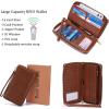 imageYZAOLL Womens ZipAround Wristlet Wallet with RFIDBlocking Proteceion Large Capacity PU Leather Cards Holder with Checkbook Passport SlotsBlueGreyBrown