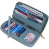 imageYZAOLL Womens ZipAround Wristlet Wallet with RFIDBlocking Proteceion Large Capacity PU Leather Cards Holder with Checkbook Passport SlotsBlueGreyLightblue