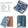 imageYZAOLL Womens ZipAround Wristlet Wallet with RFIDBlocking Proteceion Large Capacity PU Leather Cards Holder with Checkbook Passport SlotsBlueGreyLightblue