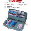 imageYZAOLL Womens ZipAround Wristlet Wallet with RFIDBlocking Proteceion Large Capacity PU Leather Cards Holder with Checkbook Passport SlotsBlueGreyLightblue