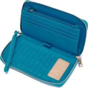 imageYZAOLL Women Wallet Zip Around Large Wrist Strap Wallet for Woman RFID Blocking PU Leather Credit Card Holder Checkbook Passport WalletMNGBlue
