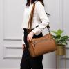 imageYZAOLL Large Crossbody Bag for Women Vegan Leather Tote with Adjustable Wide Strap Waterresistant Work Purse with 10 PocketsAbrown