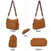 imageYZAOLL Large Crossbody Bag for Women Vegan Leather Tote with Adjustable Wide Strap Waterresistant Work Purse with 10 PocketsAbrown