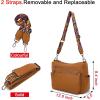 imageYZAOLL Large Crossbody Bag for Women Vegan Leather Tote with Adjustable Wide Strap Waterresistant Work Purse with 10 PocketsAbrown