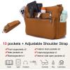 imageYZAOLL Large Crossbody Bag for Women Vegan Leather Tote with Adjustable Wide Strap Waterresistant Work Purse with 10 PocketsAbrown
