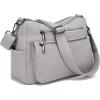 imageYZAOLL Large Crossbody Bag for Women Vegan Leather Tote with Adjustable Wide Strap Waterresistant Work Purse with 10 PocketsAsygray
