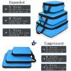 imageYZAOLL 3 Set6 Set7 Set Compression Packing Cubes Travel Accessories Expandable Packing OrganizersTravel Essentials for Carry on 6 Set GrayBlueB6set BlackBlue
