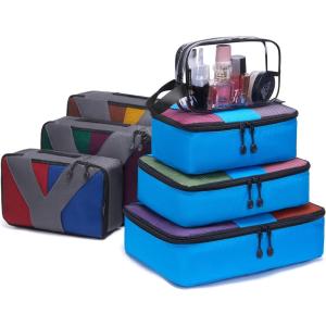 imageYZAOLL 3 Set6 Set7 Set Compression Packing Cubes Travel Accessories Expandable Packing OrganizersTravel Essentials for Carry on 6 Set GrayBlueC7set GrayBlue
