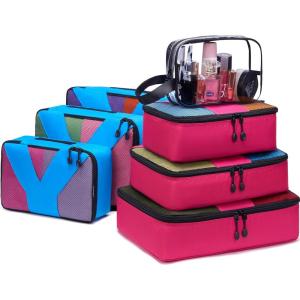 imageYZAOLL 3 Set6 Set7 Set Compression Packing Cubes Travel Accessories Expandable Packing OrganizersTravel Essentials for Carry on 6 Set GrayBlueC7set RoseBlue