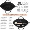 imageYZAOLL 156 Inch Laptop Tote Bag for WomenLightweight Waterresistant Vegan Leather with Padded Sleeve MultiPocket Work BagBlack