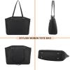 imageYZAOLL 156 Inch Laptop Tote Bag for WomenLightweight Waterresistant Vegan Leather with Padded Sleeve MultiPocket Work BagBlack