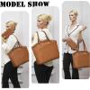 imageYZAOLL 156 Inch Laptop Tote Bag for WomenLightweight Waterresistant Vegan Leather with Padded Sleeve MultiPocket Work BagBrown