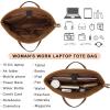 imageYZAOLL 156 Inch Laptop Tote Bag for WomenLightweight Waterresistant Vegan Leather with Padded Sleeve MultiPocket Work BagBrown