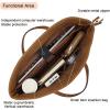imageYZAOLL 156 Inch Laptop Tote Bag for WomenLightweight Waterresistant Vegan Leather with Padded Sleeve MultiPocket Work BagBrown