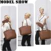 imageYZAOLL 156 Inch Laptop Tote Bag for WomenLightweight Waterresistant Vegan Leather with Padded Sleeve MultiPocket Work BagDarkbrown