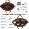 imageYZAOLL 156 Inch Laptop Tote Bag for WomenLightweight Waterresistant Vegan Leather with Padded Sleeve MultiPocket Work BagDarkbrown