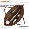 imageYZAOLL 156 Inch Laptop Tote Bag for WomenLightweight Waterresistant Vegan Leather with Padded Sleeve MultiPocket Work BagDarkbrown