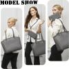 imageYZAOLL 156 Inch Laptop Tote Bag for WomenLightweight Waterresistant Vegan Leather with Padded Sleeve MultiPocket Work BagDarkgrey