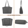 imageYZAOLL 156 Inch Laptop Tote Bag for WomenLightweight Waterresistant Vegan Leather with Padded Sleeve MultiPocket Work BagDarkgrey