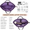 imageYZAOLL 156 Inch Laptop Tote Bag for WomenLightweight Waterresistant Vegan Leather with Padded Sleeve MultiPocket Work BagPurple