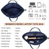 imageYZAOLL 156 Inch Laptop Tote Bag for WomenLightweight Waterresistant Vegan Leather with Padded Sleeve MultiPocket Work BagSeablue
