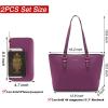 imageYZAOLL Purses for Women Faux Leather Medium Large Tote Satchel Shoulder Purse Handbag Wallet setBsuperpurple