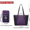 imageYZAOLL Purses for Women Faux Leather Medium Large Tote Satchel Shoulder Purse Handbag Wallet setCpurpleblack