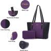 imageYZAOLL Purses for Women Faux Leather Medium Large Tote Satchel Shoulder Purse Handbag Wallet setCpurpleblack