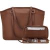 imageYZAOLL 156 Inch Laptop Tote Bag for WomenLightweight Waterresistant Vegan Leather with Padded Sleeve MultiPocket Work BagDarkbrown