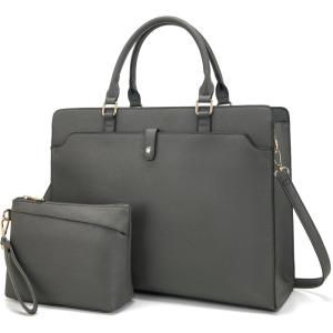 imageYZAOLL 156quot Vegan Leather Laptop Bag for Women Lightweight WaterResistant Work Tote ampamp Briefcase for TravelCollegeOfficeDarkgrey