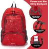 imageYZAOLL 30L Lightweight Packable Travel Hiking Backpack Daypack Foldable Backpack Water Resistant Daypack for Women MenLburgundy