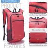 imageYZAOLL Small Lightweight Packable Hiking Backpack 20L Hiking Backpack Day Pack for Women Men Travel Camping VacationOrangeC15lred