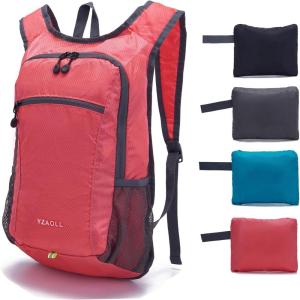 imageYZAOLL Small Lightweight Packable Hiking Backpack 20L Hiking Backpack Day Pack for Women Men Travel Camping VacationBlackC15lred