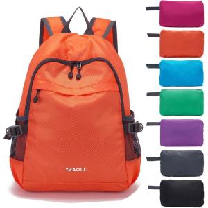 imageYZAOLL Small Lightweight Packable Hiking Backpack 20L Hiking Backpack Day Pack for Women Men Travel Camping VacationOrangeA20lorange