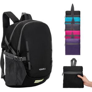 imageYZAOLL Ultra Lightweight Packable Backpack 20L Foldable Backpack Water Resistant Daypack for Women Men Travel Hiking BackpackBlack