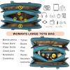 imagePurses for Women Handbag Wallet Tote Shoulder Hobo Bag Top Handle Satchel Purse Set 2pcs with 3 CompartmentsBluegreen