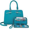 imagePurses for Women Handbag Wallet Tote Shoulder Hobo Bag Top Handle Satchel Purse Set 2pcs with 3 CompartmentsBluegreen