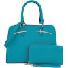 imagePurses for Women Handbag Wallet Tote Shoulder Hobo Bag Top Handle Satchel Purse Set 2pcs with 3 CompartmentsBluegreen