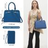 imagePurses for Women Handbag Wallet Tote Shoulder Hobo Bag Top Handle Satchel Purse Set 2pcs with 3 CompartmentsCqblue